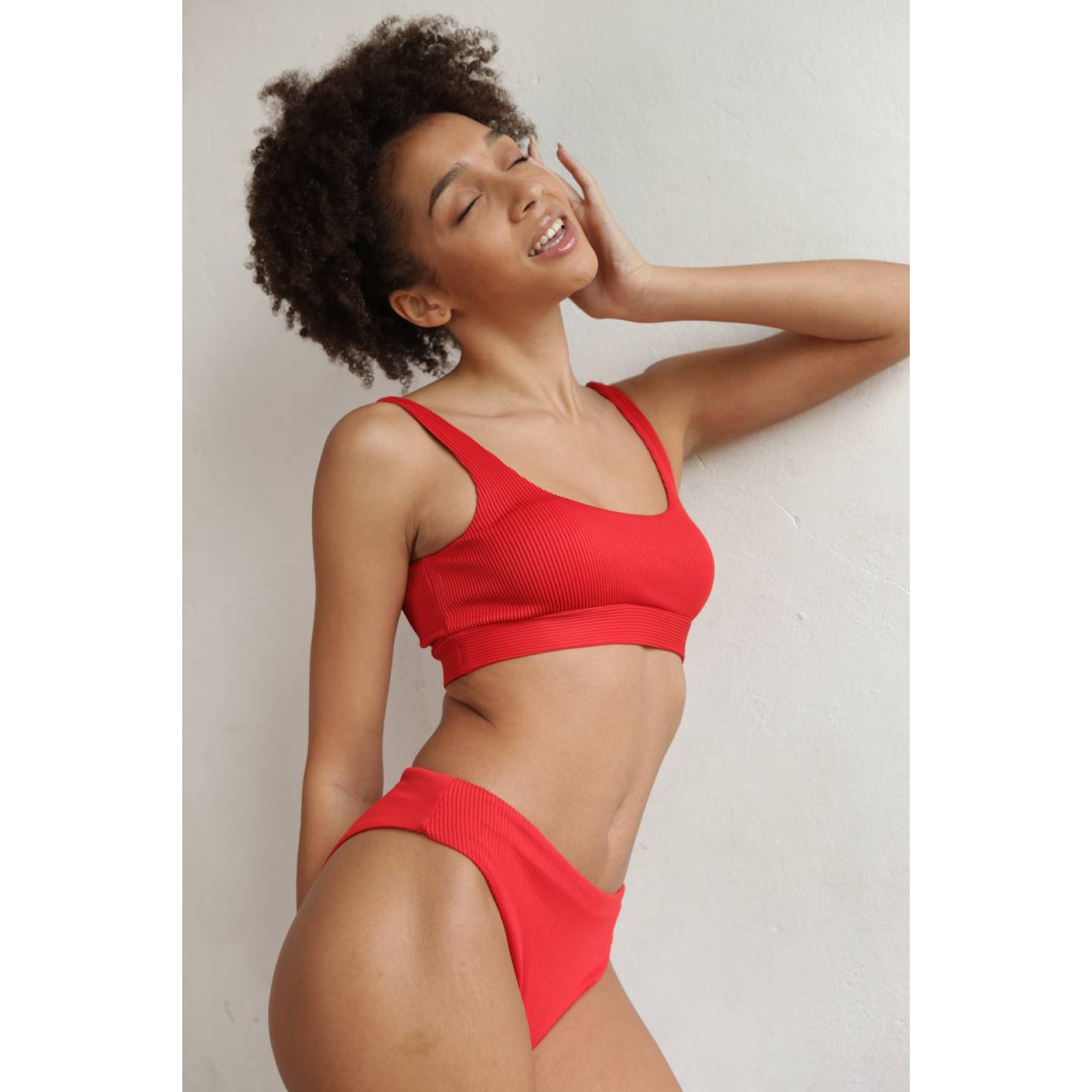 Swimsuit in a hem tenero Red
