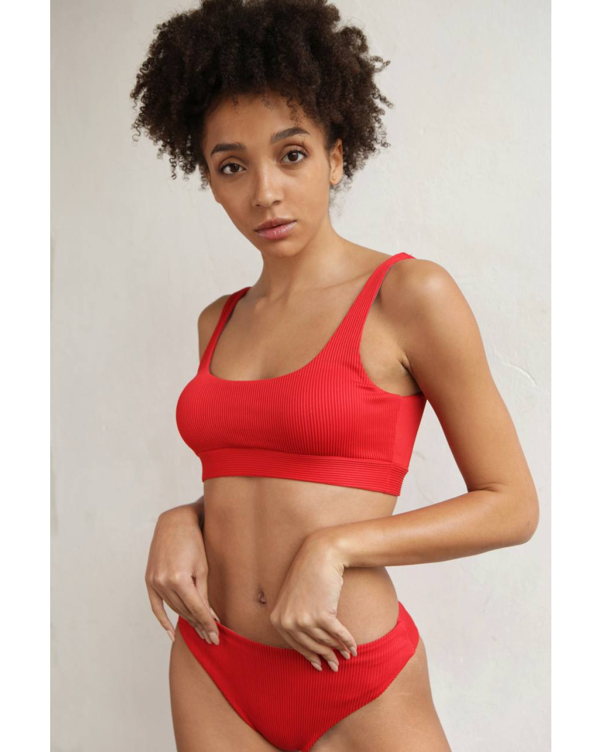 Swimsuit in a hem tenero Red