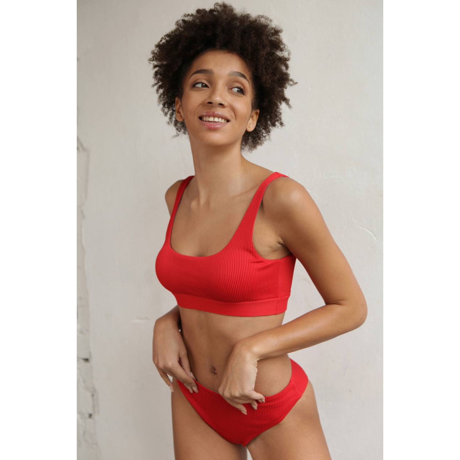 Swimsuit in a hem tenero Red