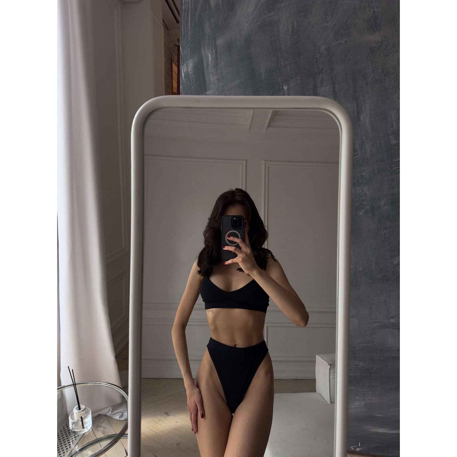 Knitted underwear with cups black