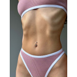 Ribbed set with edging pink