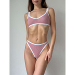 Ribbed set with edging pink