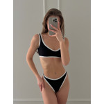 Ribbed set with edging black